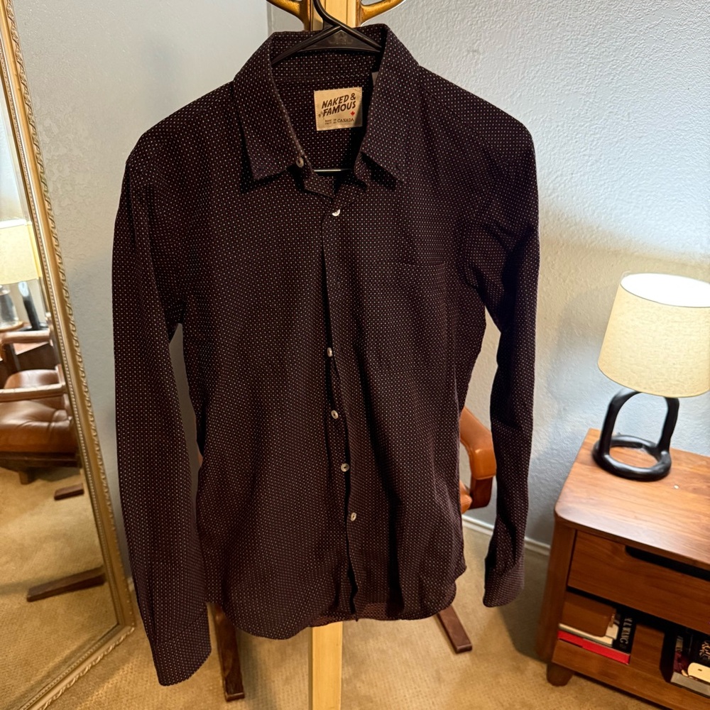 Naked & Famous Regular Polka-Dot Cross Weave Button Shirt Button-Up Casual Denim
